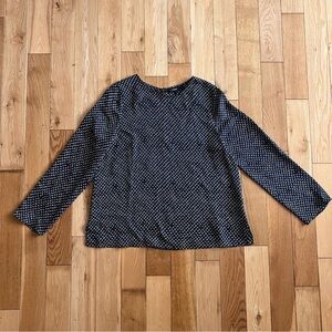 Theory 100% Silk Long Sleeve Patterned Blouse Top Size Large